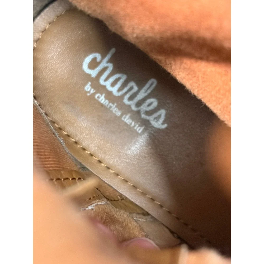 Charles David Women 9 Brown SuedeLeather Western Cowboy Ankle Boots Slouchy Heel